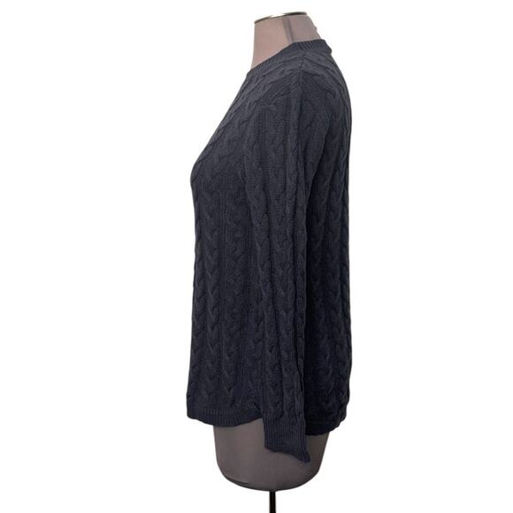 Sail to Sable Cable Knit Sweater Navy Size Medium - Picture 2 of 5